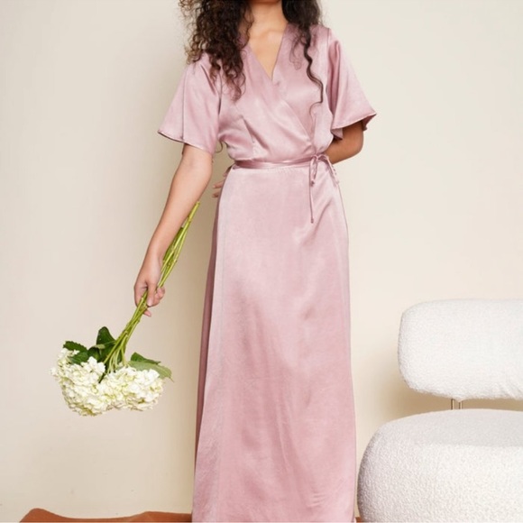 Whimsy and Row Lola Wrap Dress in Blush (XS) - Picture 3 of 3